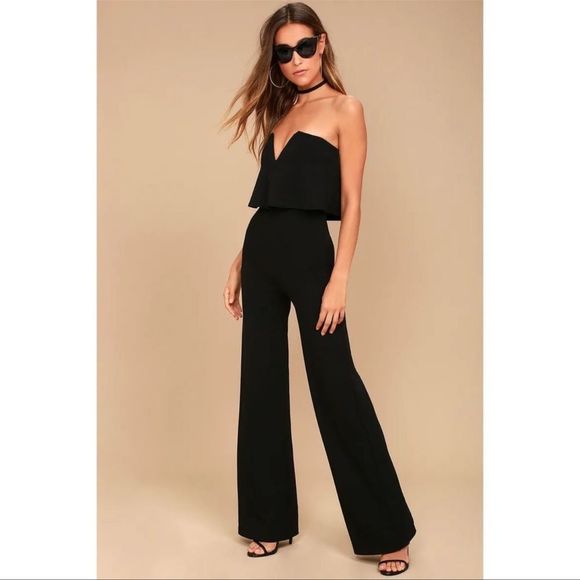 Lulus Power of Love Black Strapless Jumpsuit Size Extra Small - Picture 1 of 16